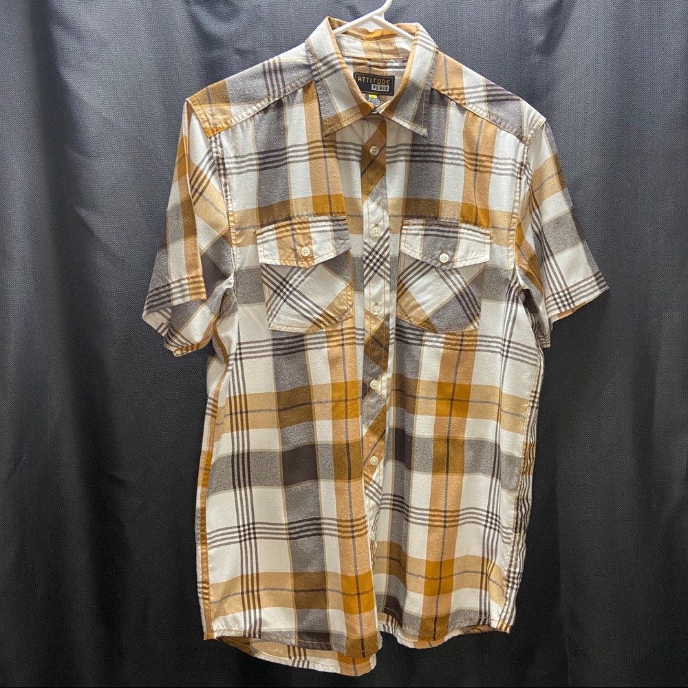 Attitude Plaid Button Down Shirt